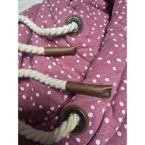 Wanakome Hera Hoodie XL Pink Polka Dot Cowl Neck Rope Drawstring Canada Outdoor - Picture 15 of 16